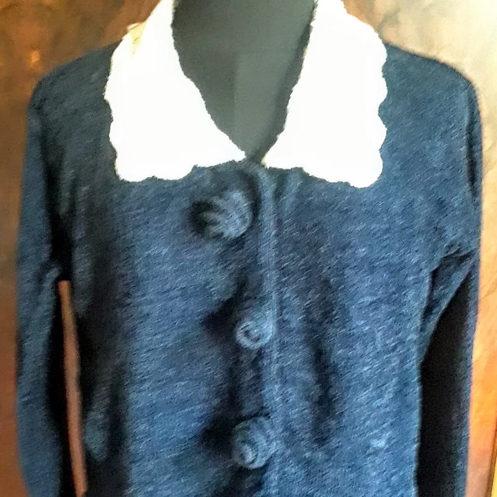Vintage Oona navy chenille cardigan size M